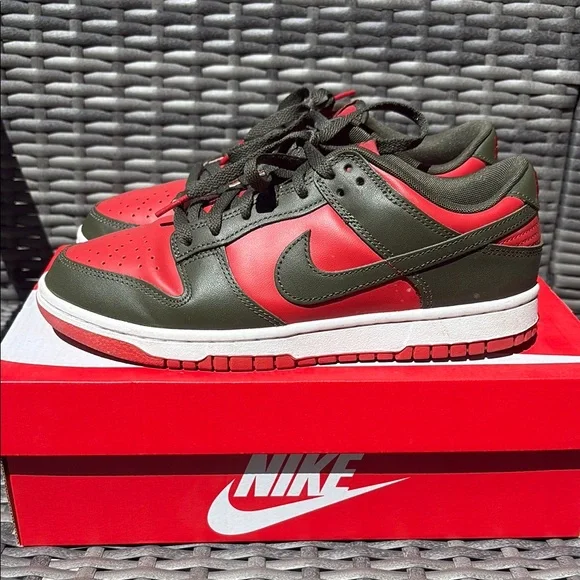 Nike Dunk Low Red and Olive - Picture 1 of 8